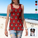Tops with Custom Pet Face Multicolor Personalized Women's All Over Print Tank Tops
