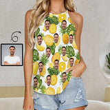 Personalized Face Tank Top Women's Pineapple Summer Halterneck Strapless Vest Shirt
