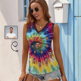 Women's Tank Tops with Face Personalized Coloful V-Neck Sleeveless Top