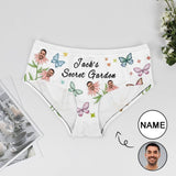 Custom Face&Name Butterfly Flower Women's Lace Panties Personalized Husband Boyfriend Face Women Underwear