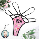 Personalized Face Pink Thongs T-Back Underwear for Women Custom Kiss Me Women's G-String Panties
