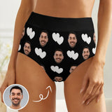 Personalized Face White Love Heart Women's High Waist Underwear Design Your own Granny Knickers Panties