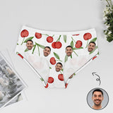 【Special offers】Custom Face Cherries Women's Lace Panties Personalized Boyfriend Husband Face Cherry Pattern Women Underwear