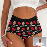 【Special Summer Sale】Personalized Women's High Waist Underwear Face Love You Black Granny Knickers Design Your own Panties