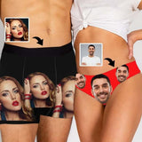 Custom Couple Matching Briefs with Face Personalized Photo Underwear Made For Couple Valentine's Day Gift