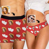 Custom Couple Matching Lingerie Briefs with Face Heart Personalized Photo Underwear For Couple Valentine's Day Gift