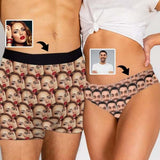 Custom Couple Matching Lingerie Briefs with Funny Face Personalized Photo Underwear For Couple Valentine's Day Gift