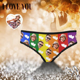 Custom Face Briefs Personalized Couple Rainbow Panties Underwear with Photo Women's High-cut Briefs