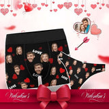 Custom Face Heart Women's Classic Thong&Men's Boxer Briefs Personalized Underwear For Couple Valentine's Day Gift