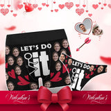 Custom Face Let's Do It Women's Classic Thong&Men's Boxer Briefs Personalized Underwear For Couple Valentine's Day Gift
