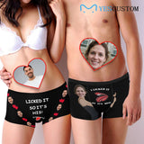 Custom Face Licked Women's Boyshort Panties&Men's Boxer Briefs Personalized Underwear For Couple Valentine's Day Gift