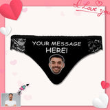 Custom Face&Text Underwear Print Your Message Here Personalized Women's Lace Panty Honeymoon Gift Valentine's Day Gift