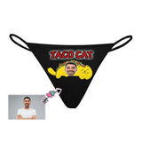 Custom Face Thongs Underwear for Her Personalized Taco Cat Women's G-String Panties Funny Lovers Gift