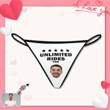 Custom Face Thongs Underwear for Her Personalized Unlimited Rides Women's G-String Panties Customized Panty Thong Lingerie