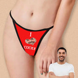Custom Face Thongs Underwear for Women Personalized I Love Cock Women's G-String Panties Valentine's Gift for Her