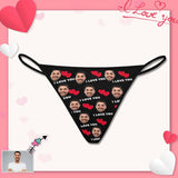 Custom Face Thongs Underwear for Women Personalized Love Heart Women's G-String Panties Valentine's Day Gift For Her