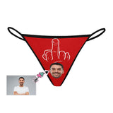 Custom Face Thongs Underwear for Women Personalized Middle Finger Women's G-String Panties Funny Lovers Gift