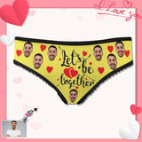 Custom Face Underwear for Womens Personalized Let's Be Together Women's All Over Print High-cut Briefs