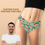 Custom Face Underwear Personalized Christmas Green Women's Lingerie Classic Thong Valentine's Gift for Girlfriend Gift for Wife