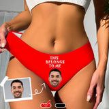 Custom Face Underwear Print This Belongs To Me Lingerie Personalized Women's Classic Thongs Gifts for Girlfriend & Wife