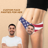 Custom Husband Face Underwear for Ladies Personalized American Flag Lingerie Women's Classic Thongs