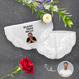 Custom Lace Underwear Personalized Face Bless This Meal Women's Lace Panty Funny Valentine's Day Gift