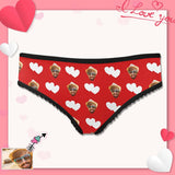 Custom Face Underwear Personalized Love Heart Women's High-cut Briefs Valentine's Gift for Girlfriend or Wife