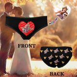 Custom Photo Love Underwear Personalized Couple Black Women's High-cut Briefs For Valentine's Day Gift