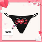 Custom Thongs Underwear with Name Personalized Love Heart Women's G-String Panties Valentine's Day Gift For Her