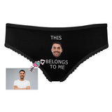Custom Underwear with Face Personalized Belongs To Me Women's High-cut Briefs Funny Lovers Gift