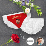 Personalized Face&Name Lace Panties Custom Red Sexy Underwear Women's Lace Panty