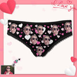 Personalized Face Women's Underwear Custom Pink Love Heart Women's High-cut Briefs for Her