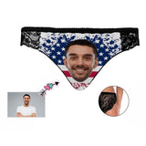 Personalized Face Womens Panties Custom Flag Stars Sexy Underwear Women's Lace Panty