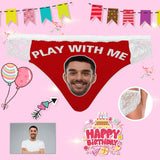 Personalized Face Womens Panties Custom Play With Me Sexy Underwear Women's Lace Panty