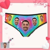 Personalized Love Rainbow Women's Underwear Custom Face Women's High-cut Briefs