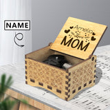 Custom Name Black Love Mom Wooden Music Box Add Your Own Text