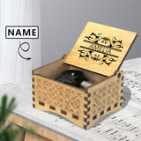 Custom Name Flowers Wooden Music Box Add Your Own Name Text Unique Design Gift