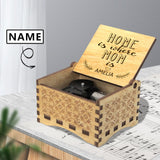 Custom Name Home Is Where Mom Is Wooden Music Box Design Your Own Custom Music Box