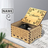 Custom Name Leaves Wooden Wooden Music Box Made for You Personalized Text Gift