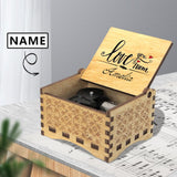 Custom Name Love You Mom Wooden Music Box Design Your Own Personalized Text Music Box