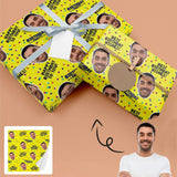 [Made In USA] Custom Gift Wrapping Paper with Face Birthday Yellow Personalized Happy Birthday Paper Design with Picture 58