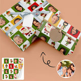 [Made In USA] Custom Gift Wrapping Paper with Face Lattice Santa Claus Personalized Merry Christmas Wrapping Paper Design with Picture 58