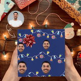 [Made In USA] Custom Gift Wrapping Paper with Face Colorful Light Personalized Merry Christmas Wrapping Paper Design with Picture 58