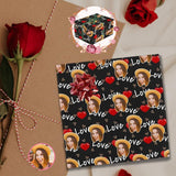 [Made In USA] Face Gift Wrapping Paper Custom Love Red Heart Wrapping Paper 58