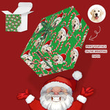 [Made In USA] Custom Face Pet Christmas Candy Green Gift Wrapping Paper 58