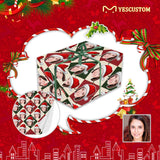 [Made In USA] Custom Gift Wrapping Paper with Face Red&Green Argyle Personalized Merry Christmas Wrapping Paper Design with Picture 58