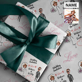 [Made In USA] Name&Face Gift Wrapping Paper Custom Couple Love Wrapping Paper 58