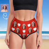 Custom Face Red Heart Gym Workout Dance Hot Pants Athletic Butt Lifting Sports Booty Shorts Personalized Women's Booty Yoga Shorts