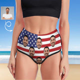 Custom Husband Face American Flag Gym Workout Dance Hot Pants Athletic Butt Lifting Sports Booty Shorts Personalized Women's Booty Yoga Shorts